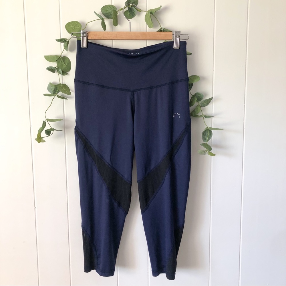 Varley Navy and Black Mesh Leggings